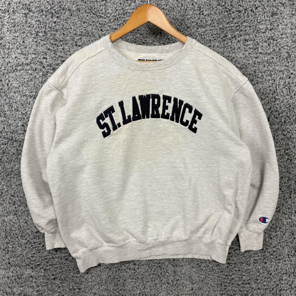 Vintage 90s St Lawrence Champion Sweatshirt Mens XL Gray Big Heavy Fleece USA
